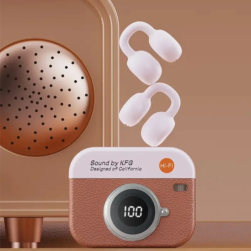 True Wireless Bluetooth-compatible Headphones, Open-Back Design, Condenser Mic, Compatible with PC/laptop/android/iPhone, Lithium Battery Included