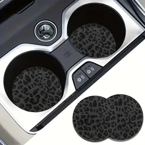 [2pcs Non-Slip Car Coaster] 2pcs Non-Slip Leopard Car Coaster | Universal Car Cup Holder Coaster, Heatproof Coaster, Car Accessories