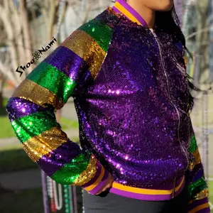 BOMBER JACKET SEQUIN MARDI GRAS COLORS