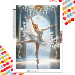 5D DIY Diamond Arts Colorful Painting Kit, 1 Set Ballerina Pattern Diamond Arts Colorful Painting without Frame, DIY Decorative Art Picture for Beginner