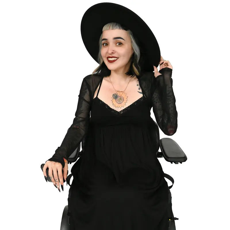 Foxblood Shop Women's Long-Sleeve Signature Black Mesh Bolero Knitwear - Dress-Layer Ready, Casual, Soft, 4-Way Stretch Moves With You, Fits Most, Thumb Holes Evening Top (Available in 2XL)