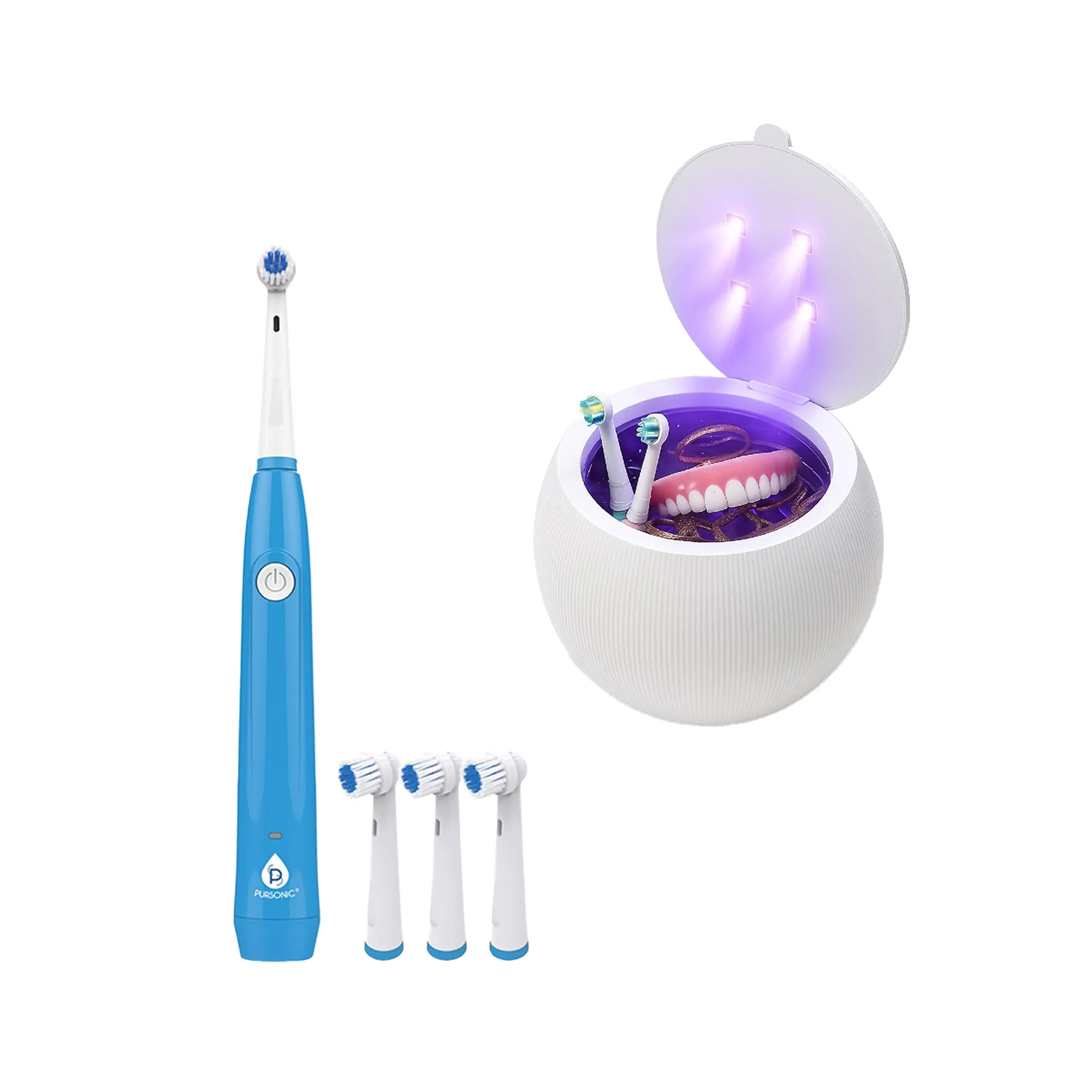 Pursonic Advanced Oral Care & Hygiene Bundle – Ultrasonic Cleaner Pod + Rechargeable Electric Toothbrush