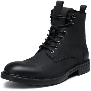 Motorcycle Casual Boots For Men Zipper Fashion Chukka Boots Men's Boots Synthetic Leather Lace-Up Cap Toe Design Non-Slip Sole Comfortable Insole Classic Vintage Design