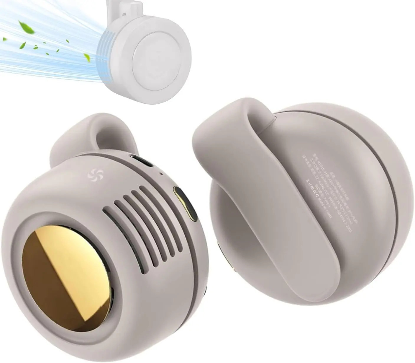 Portable Silent Bladeless Mini Fan Mini Clip On Fan Adjustable 3 Speeds