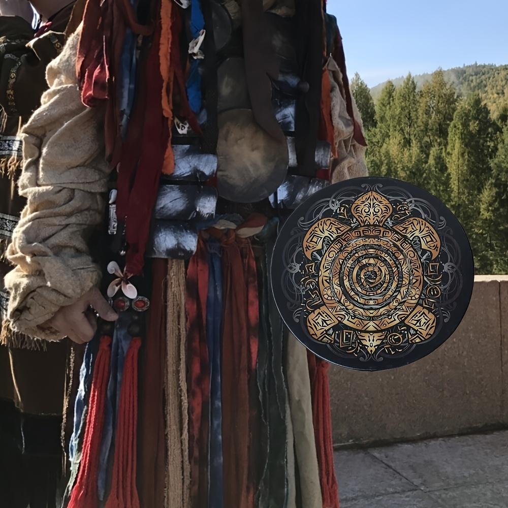 Mandala Frame Drum with Protective Shell & Wall Art Black Nylon Shamanic Drum for Sound Healing Spiritual Music and Meditation Durable Mandala Pattern Drums