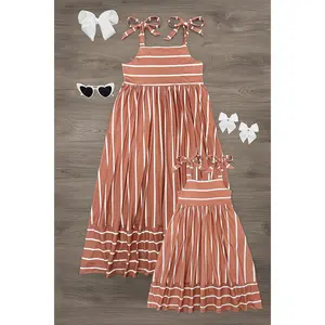 Mom & Me - Brown Striped Maxi Dress