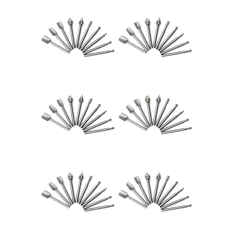 60pcs HSS Tungsten Carbide Rotary Cutting Burr Set Grinder Bit 1/8 Inch (3mm) Shank Woodworking Carving Tools
