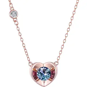 18K Gold Plated Color Change Alexandrite & Zircons Penadant Necklace for Women, Solitaire Birthstone Necklaces, Elegant Jewelry Gifts for Women