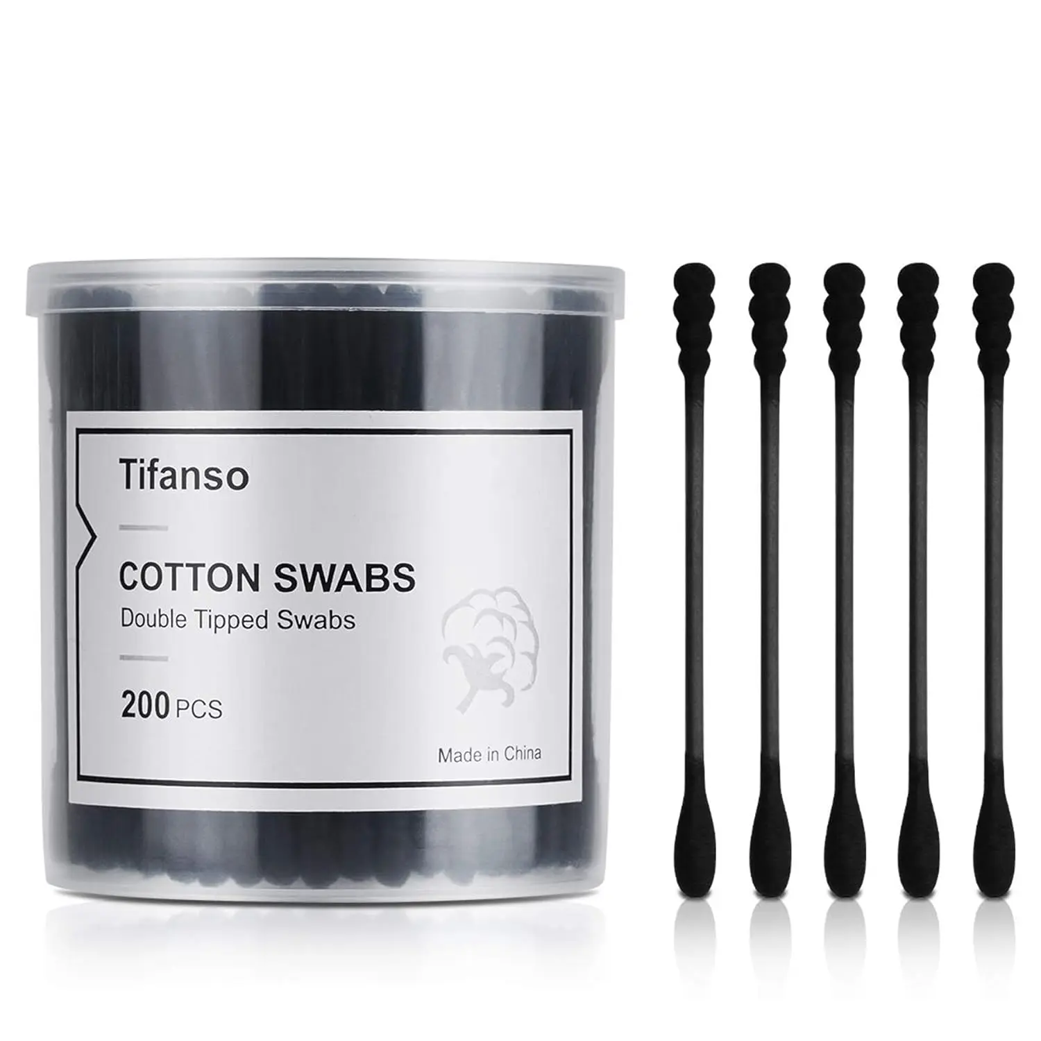 200 Count Cotton Swabs, Natural Double Tipped Cotton Buds, Cruelty-Free Ear Swabs, Chlorine-Free Hypoallergenic(White)