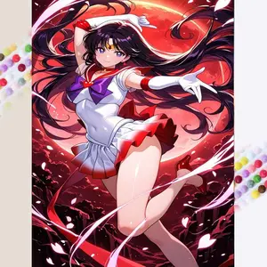 1 set of DIY diamond painting kit, 5D diamond art kit, DIY decoration girl, moon, colorful mosaic, diamond art, DIY art home decoration, Anime Design, Diamond Art Tools