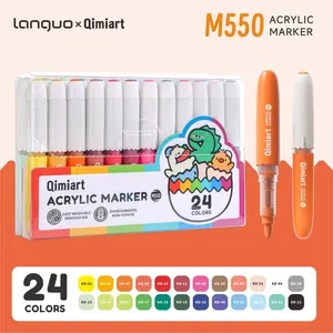 Qimiart M550 Acrylic Markers, 24/36/48/60 Colors, Eggshell Shape Soft Brush Tips, Washable Eco-Friendly Ink, Ideal for Kids Art