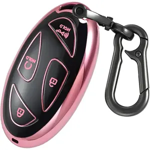 for Hyundai Key Fob Cover with keychian,TPU Protection Key Case Compatible with Ioniq 6 Grandeur GN7 KONA 2023 2024 Smart Remote Key (Pink,5 Button)