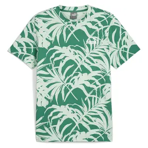 PUMA Mens Essentials Palm Resort Graphic Crew Neck Short Sleeve Casual Tops Casual - Green