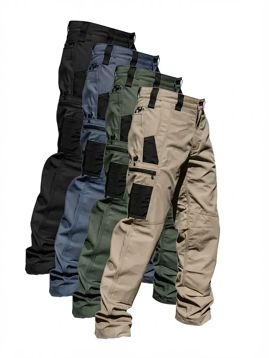 1 Pair Of Men's Tactical Cargo Pants With Multiple Pockets - Made Of Durable Fabric, Suitable For Outdoor Hiking And Construction Work, Versatile For Spring, Autumn, And Summer, Safe Work Pants, Solid Color Design Menswear Jeans