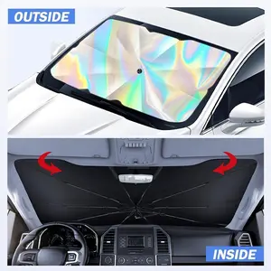-Fit for CHEVROLET Traverse 2018-2023 Windshield Sun Shade Umbrella with Colorful Iridescent Design, 360 °   Rotating Handle & UV Protection - Includes Storage Bag for Camping & Outdoor Travel, Protects Interior from Glare & Heat, Vehicle Sun Protection,