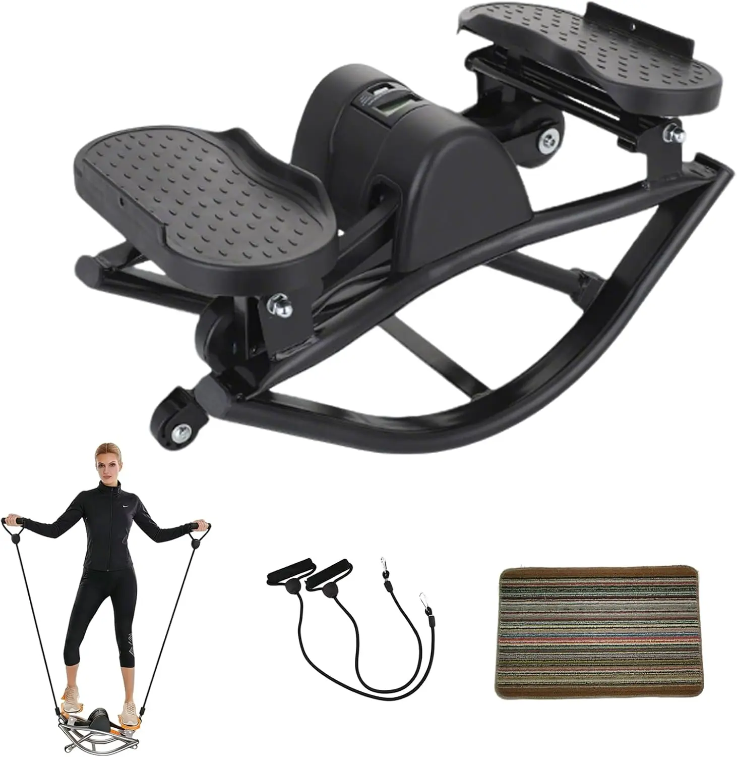 Low-Impact Lateral Rocking Stepper Workout Station - Unisex Functional Knee-Safe Home Gym Tool, Walking Training Tool with Digital LED Display & Pedometer for Rep Tracking, Cardio Workouts, Product Not Capable of Emitting Radio Frequency Energy