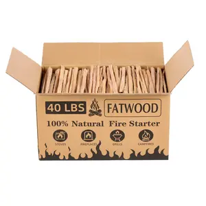 40 Lbs Fatwood Fire Starter Sticks, 100% Natural Pine Kindling Wood, Pine Firewood Firestarter for Campfire, Stove, Fireplace, Bonfires, Grill, Long-Lasting, Quick Ignition (40 LBS)