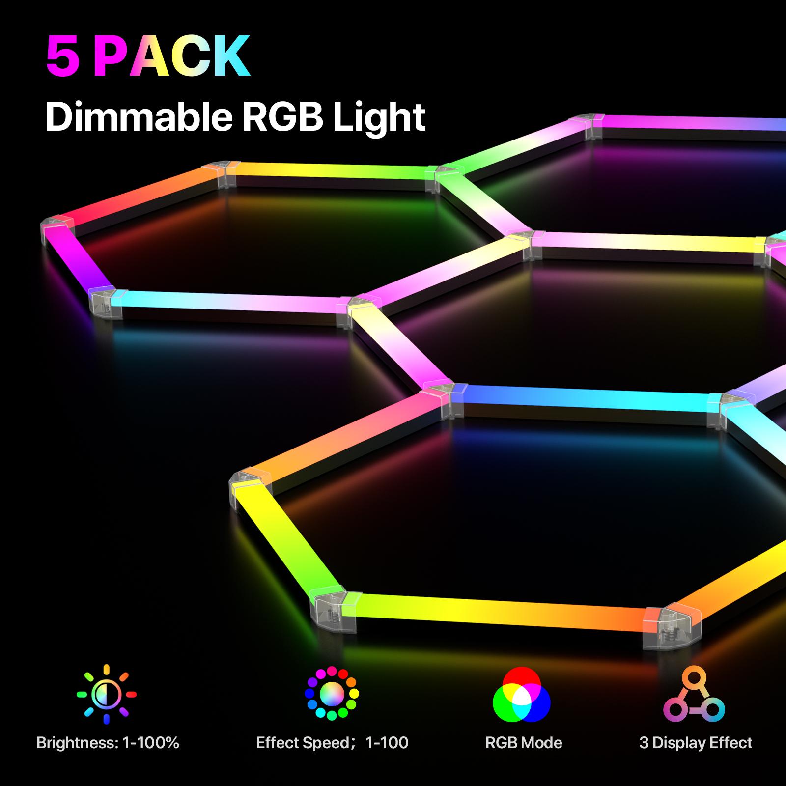HYPERLITE RGB Hexagonal Honeycomb Light, Modular Garage Light System, Smart LED Hexagon Garage Lights for Ceiling or Wall, DIY Color Lighting Panels Music Sync, Remote Control, Decorative Honeycomb Light Garage, Gaming Room, Party memorialday HYPERLITE RGB Hexagonal Honeycomb Light, Modular Garage Light System, Smart LED Hexagon Garage Lights for Ceiling or Wall, DIY Color Lighting Panels Music Sync, Remote Control, Decorative Honeycomb Light Garage, Gaming Room, Party memorialday