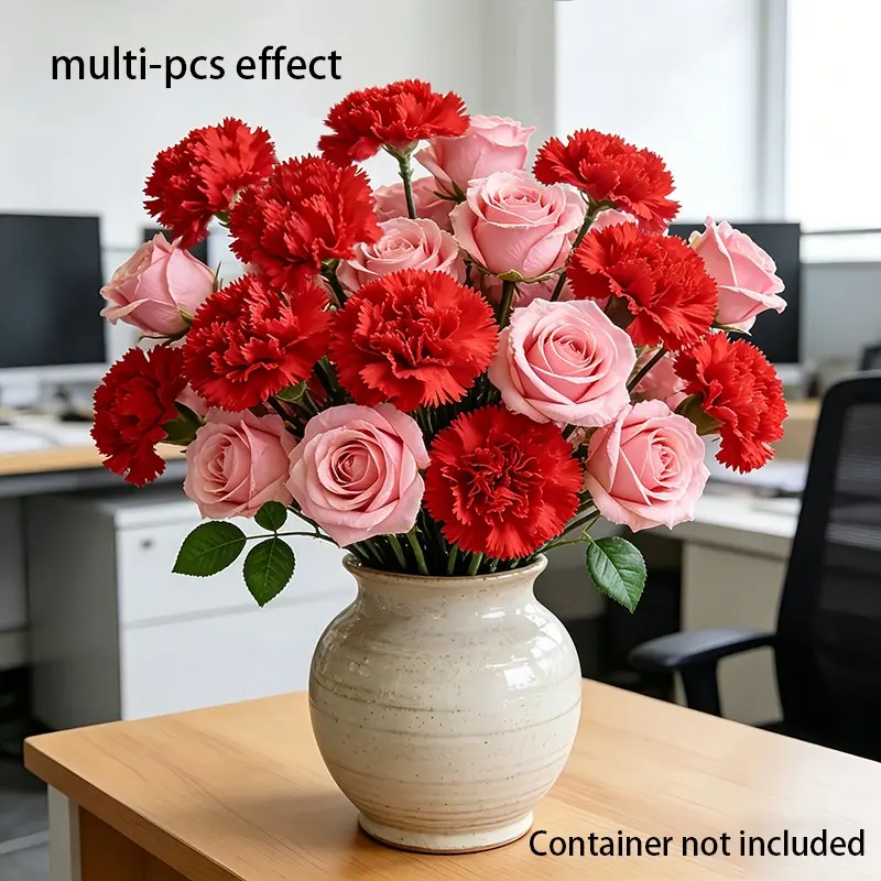 High-Quality Artificial Rose and Carnation Bouquet, Elegant Romantic Fake Flowers for Weddings, Birthdays, Valentine's Day, Mother's Day