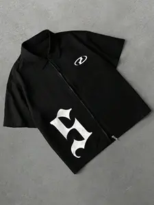 Men's Summer Casual Shirt, Casual Letters Print, Letter Print Loose Fit Short Sleeve, Street Style, Perfect Gift for Boyfriend, All Seasons Wear, Casual Summer Tops