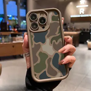 Rugged Silicone Smartphone Case with Camouflage Harmony Pattern, 2D Printing, Bumper & Camera Lens Protection, Soft TPU Rubber, Durable Handheld Devices Accessories for iPhone 17 Pro Max 16 16e 15 14 Plus 13 12 Mini 11 Air X XS