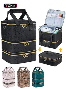 Nail Polish Organizer Bag Holds 60 Bottles Nail Polish & Nail Kit -Nail Polish Storage Organizer Nail Polish Bag Nail Supplies Organizer Case for nail tech, Makeup Organizer Pouch