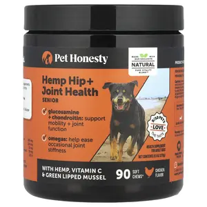 Pet Honesty Hemp Hip + Joint Health Senior, For Adult Dogs, Chicken, 90 Soft Chews, 9.5 oz (270 g)