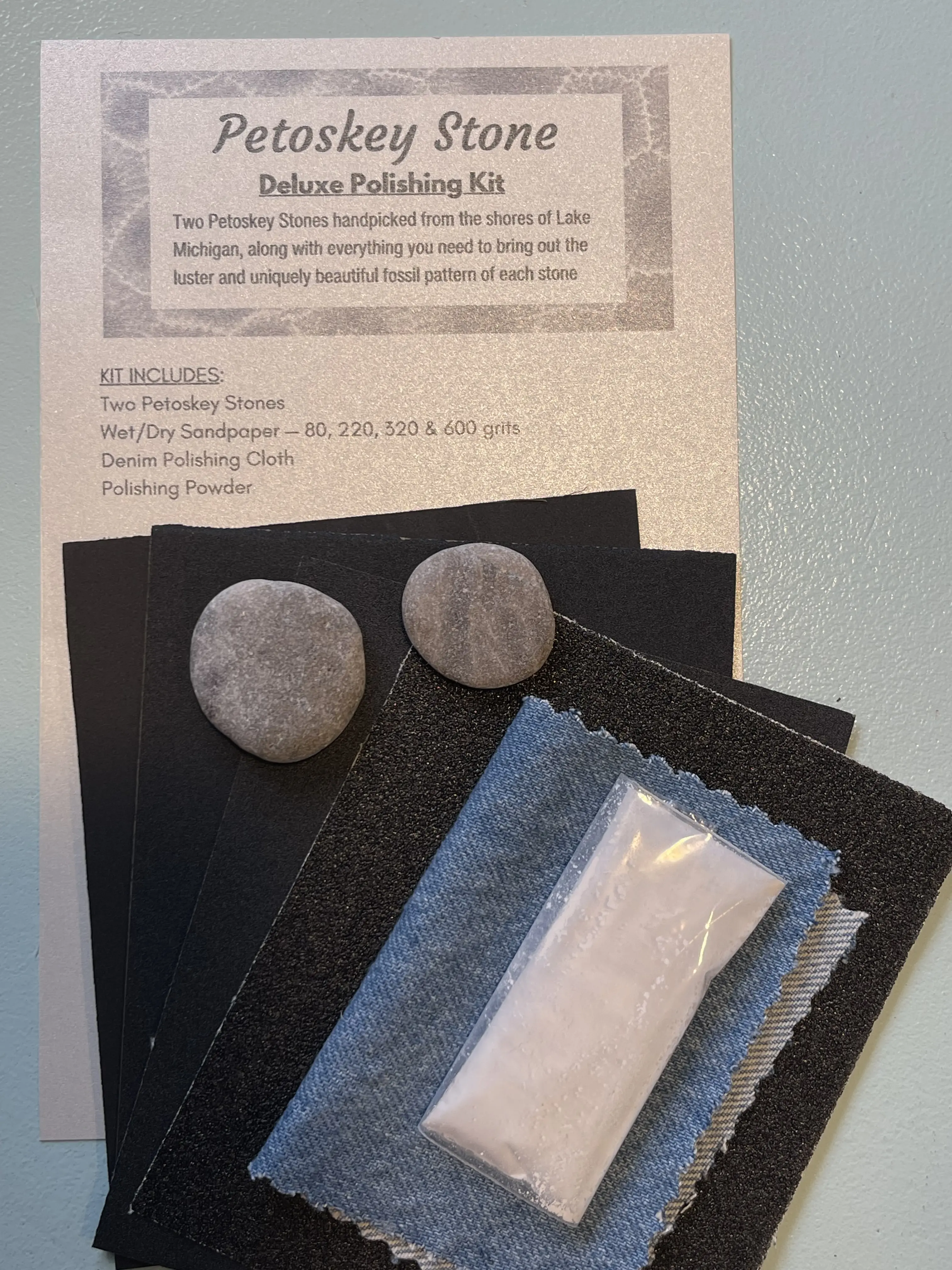 Petoskey Stone Polishing Kit with Two Stones