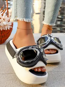Women's Fashion Eva Thick Sole Slippers, Round Toe Slippers, Open Toe Slippers, Unique Sunglasses Decoration, Anti-Slip Lightweight Comfortable, Ideal for Daily Wear