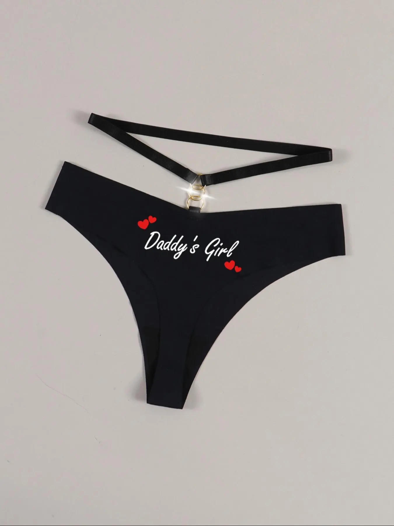 Women's Letter Print Double Strap Thong, Sexy Comfy Breathable Panty for Daily Wear, Women's Underwear for All Seasons, Soft Comfy Panties, Fashion Comfy Underwear, Breathable Stretch Panties, Elastic Underwear