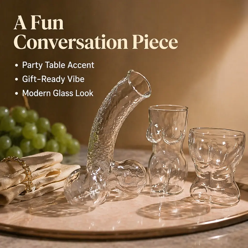 Tyool Funny Penis Shape Decanter with Couple Naked Figurine Mugs – Wild Bachelorette Party Gift, Unique Bar Accessories & Kitchenware, Makes Life Better