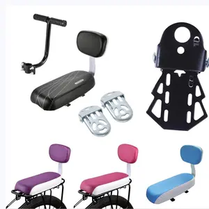 Child Bike Rear Seat Bike Back Seat with Backrest Child Bicycle Rear Seat Bicycle Rear Back Seat Cushion Bike Back Seat Safety Armrest Handrail Feet Pedals Kids Bike Seat Carrier for Over 5 Years Old