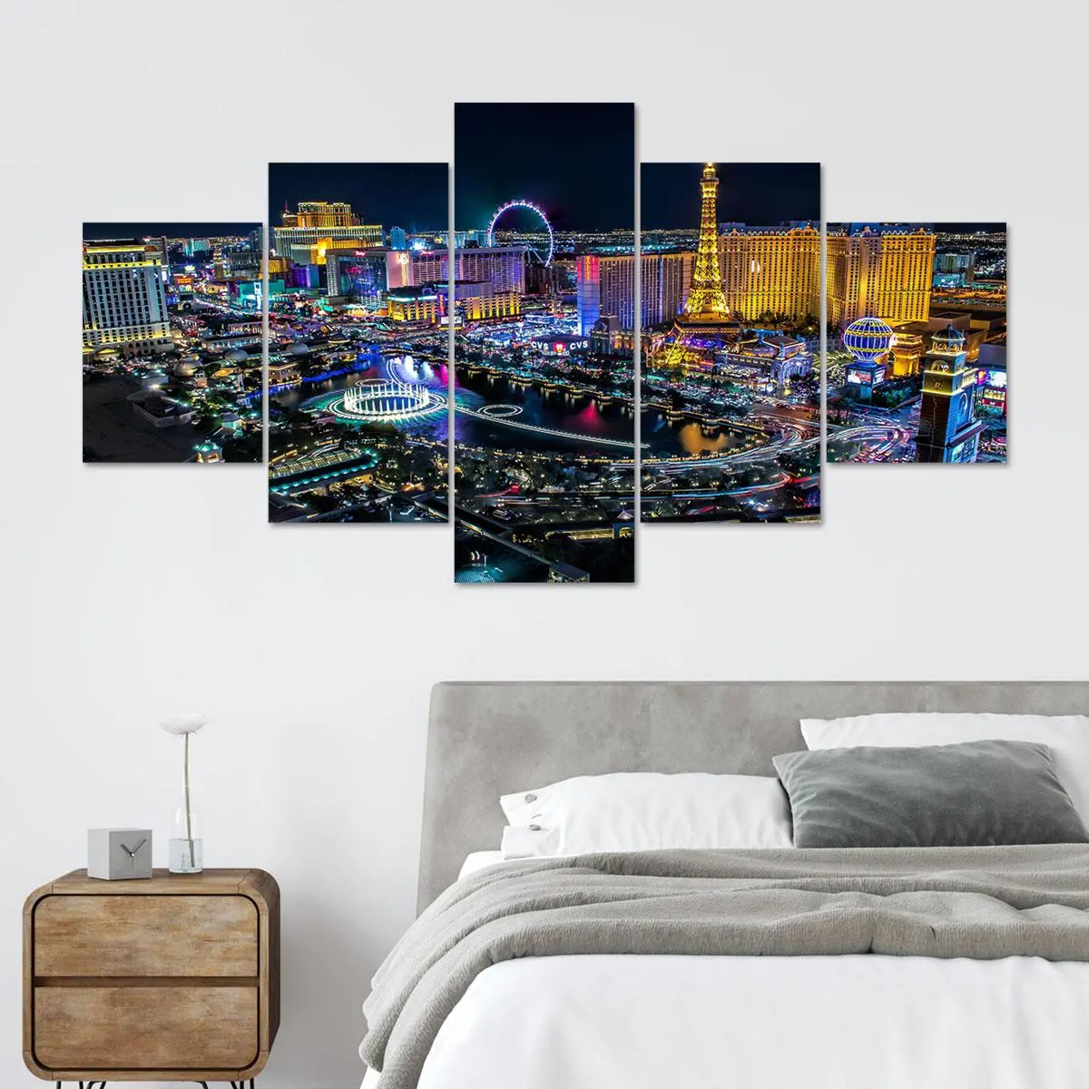Las Vegas City Pattern Canvas Unframed Painting, 5 Counts/set Modern Cool Design Art Poster, Wall Art Decorative Decor for Home Living Room Bedroom Office, Ornaments, Artistic, Home Decor Supplies, Home Decor Products, Artwork, Decoration
