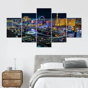 Las Vegas City Pattern Canvas Unframed Painting, 5 Counts/set Modern Cool Design Art Poster, Wall Art Decorative Decor for Home Living Room Bedroom Office, Ornaments, Artistic, Home Decor Supplies, Artwork, Decoration