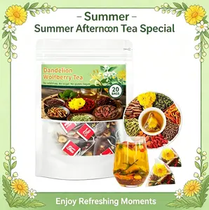 Dandelion & Goji Berry Tea — a natural herbal tea for kidney and liver health, featuring dandelion root along with dandelion, goji berries, matrimonia flower, dried tangerine peel, and gardenia; organic green beverage tea (1 pack / 20 bags).