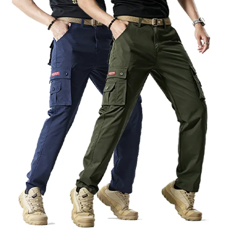 Veiskor-2 Pack Men's Utility Work Cargo Pants Multi Side Pockets Straight Leg Durable Outdoor Hiking Construction Casual Trousers comfortable aesthetic fatigue men autumn military streetwear activity breathable all-season