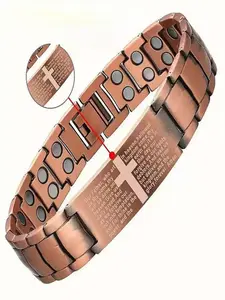 Men's Cross Magnetic Bracelet, Faith Wear Jewelry, Copper Color Design, Ideal for Everyday Wear & Stylish Accessory, Perfect Gift Idea for Him