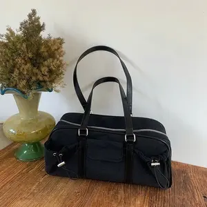 Women's Canvas Crossbody Handbags, Silver Black Large Capacity for Office School Bag, Versatile Gift for Woman Mother