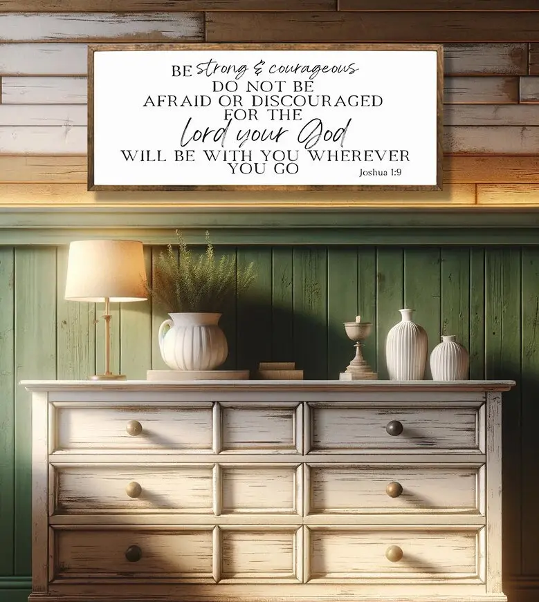 Joshua 1:9 Wall Art POSTER NO FRAMED | Bible Verse | Be Strong and Courageous | Christian Home Decor | Scripture Quote | Inspirational | Faith