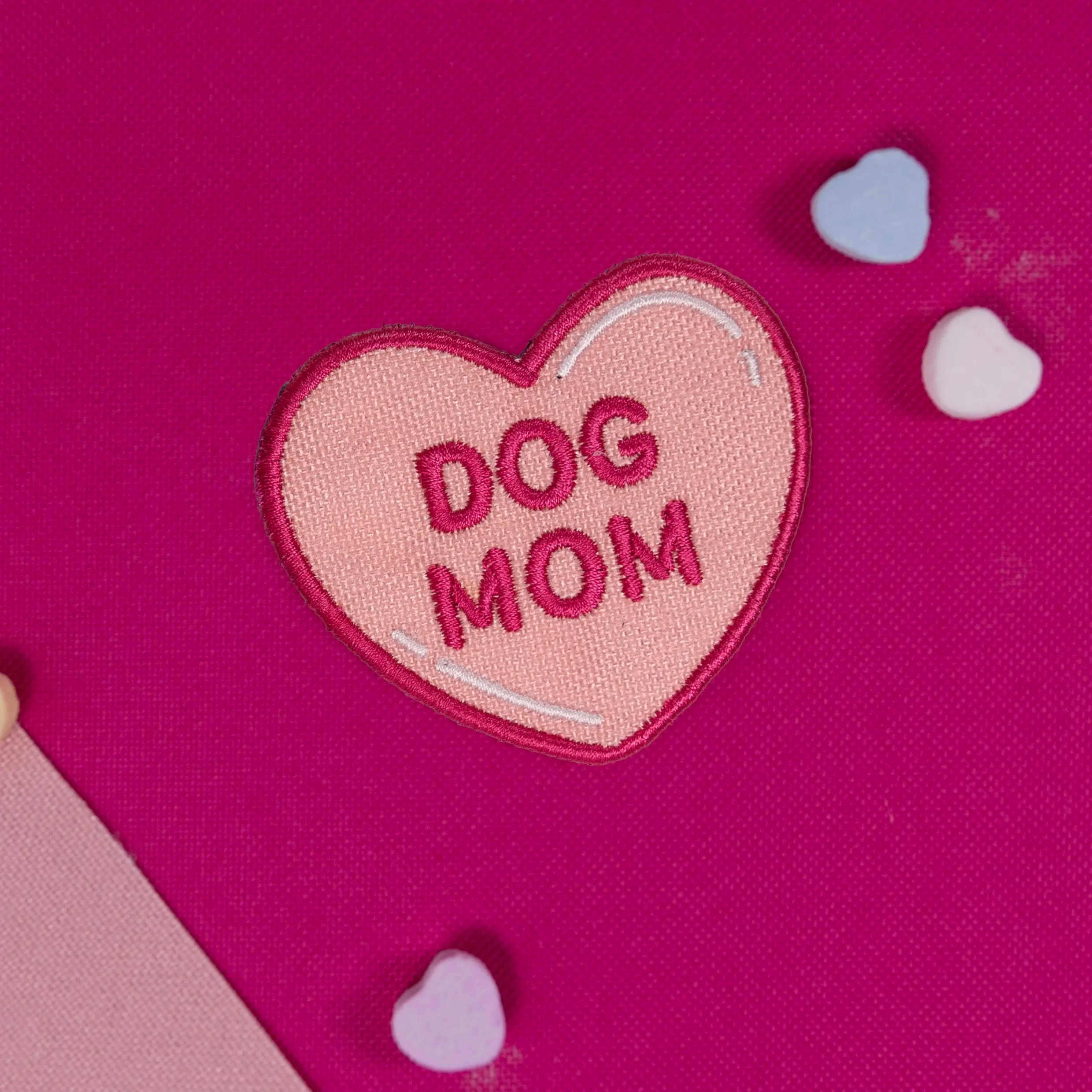 K9 Sport Sack Dog Mom Heart Patch 3x3 inch Personalized Embroidered 100% Recycled Material Hook & Loop  Backing USA Made