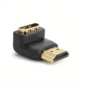 SatelliteSale Digital HDMI Male to Female Right Angle 4K HDR PVC Black Adapter 90 degree