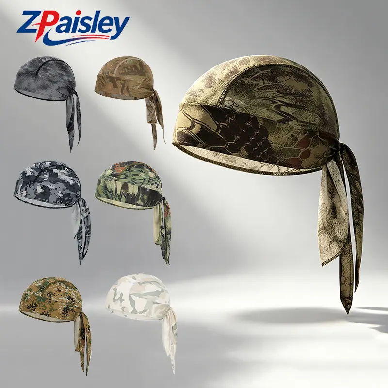 2Pcs/4Pcs Camouflage Durag – Unisex, quick-drying, cooling, and breathable mesh headwrap; tactical/motorcycle headwear suitable for fishing, cycling, hiking, running, and outdoor sports.