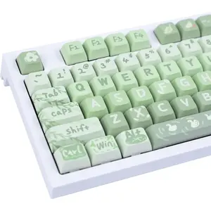 133 Keys PBT Matcha Green Anime Keycaps, XDA Profile Cute Custom Keycap Set, Dye-Sublimation for Cherry Gateron Kailh MX Switches Mechanical Gaming Keyboards