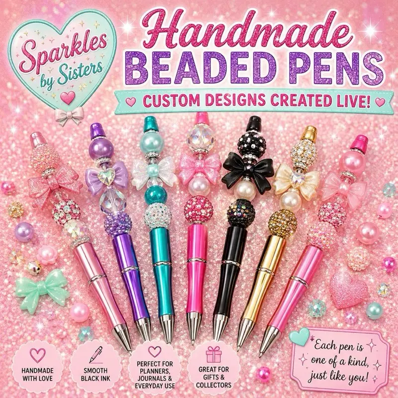 Handmade Custom Beaded Pens | Sparkles by Sisters