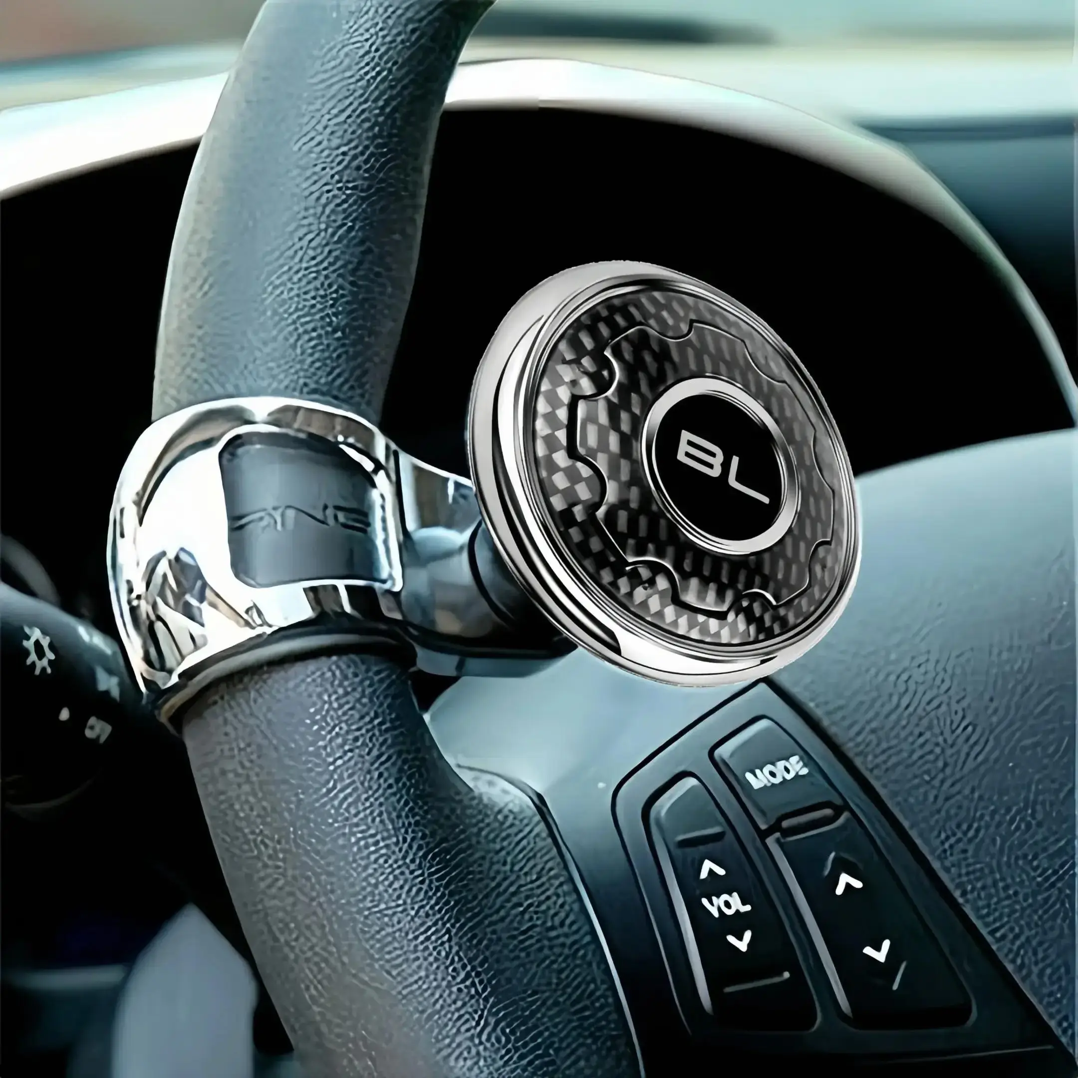 Steering Wheel Knob, Carbon Fiber Style Car Steering Wheel Knob, Car Steering Wheel Rotator, Car Interior Accessories, Handle