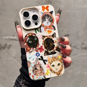 Cute Cat Theme Anti-Drop Protective Phone Case, Alligator Pattern, Compatible with iPhone Models 6-16 Pro Max, Perfect Gift for Friends & Family