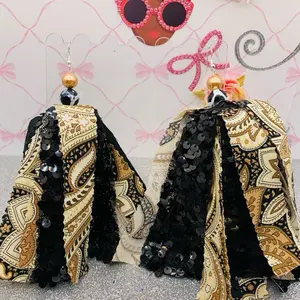 Fabric Earrings with Sequin Accents and Intricate Pattern Design for Stylish Accessory