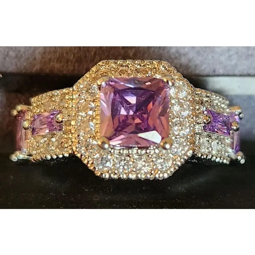 Purple Kunzite 925 Sterling Silver Women's Ring Sz 8