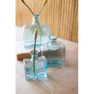 Set Of Three Recycled Glass Square Glass Vases