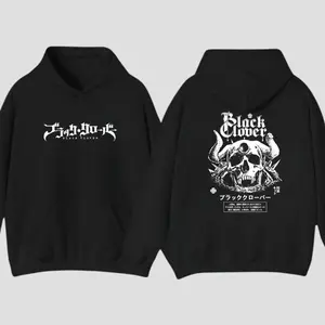 Black Clover Vintage T-Shirt&Hoodie, Anime Acid Washed Graphic Tee & Gildan Hoodie, Retro Y2K Double Print Shirt, Oversized Unisex Cotton Streetwear, Manga Inspired Casual Outfit, Unique Gift for Anime Lovers Top